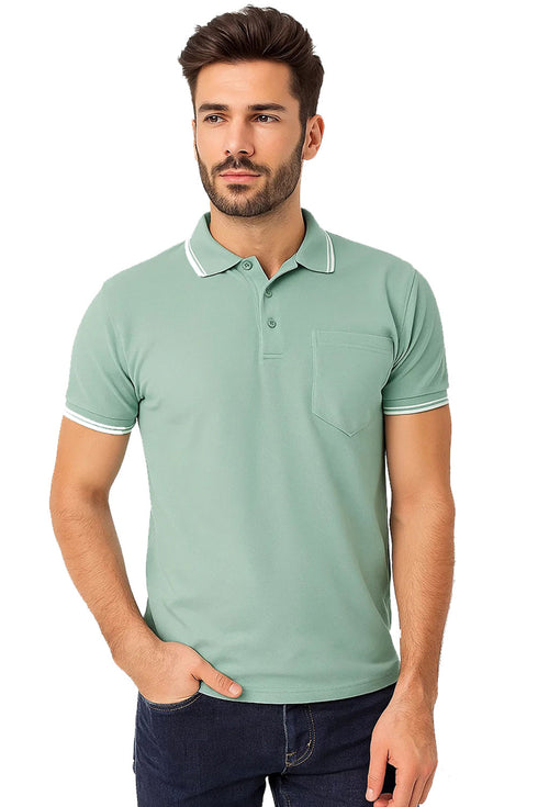 Men Polo Collar T-shirt with Pocket