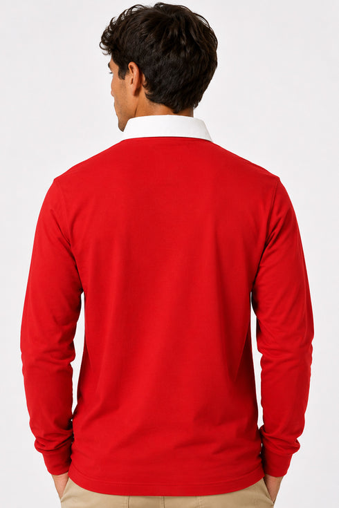 Men’s Long Sleeve Plain Rugby Polo Shirt