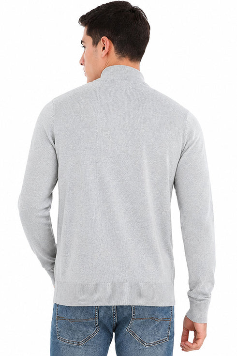 Mens Quarter Zip Funnel Neck Jumper