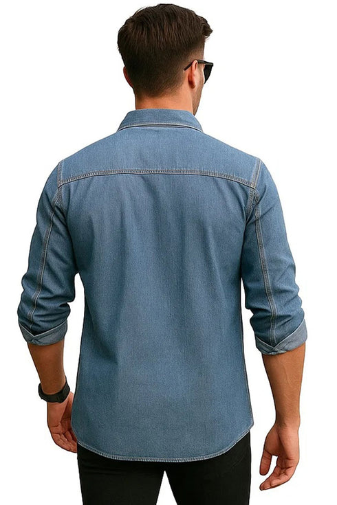 Mens Cotton Denim Long Sleeve Shirt