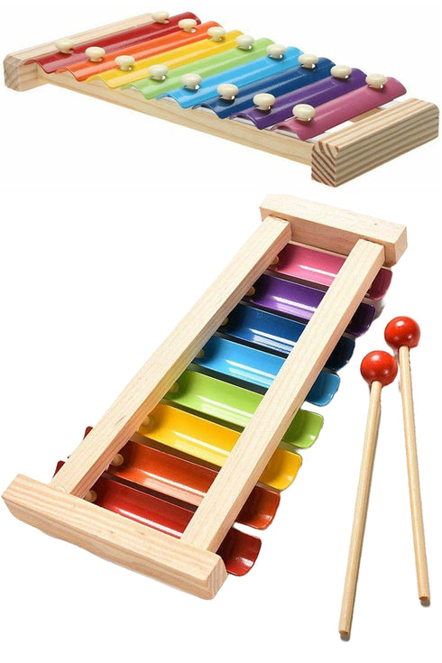 10 Pack Wooden Rainbow Xylophone