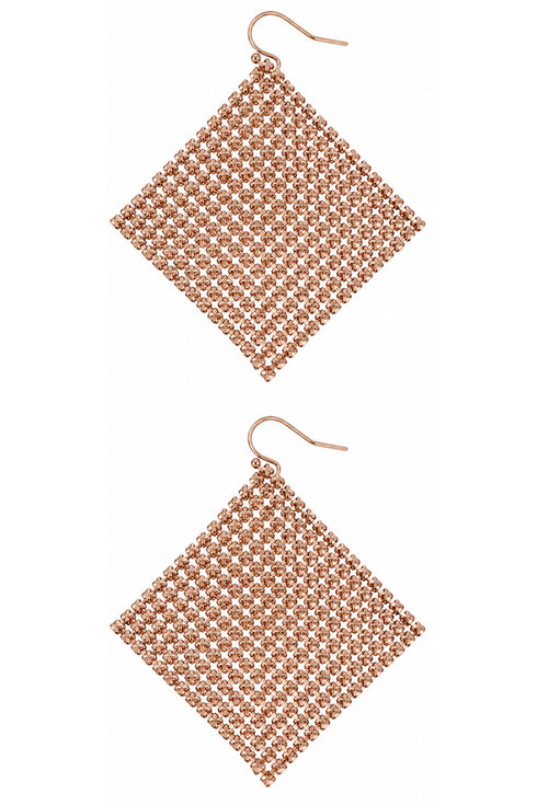 Gold Diamond-Shaped Artificial Earrings with Gift Box