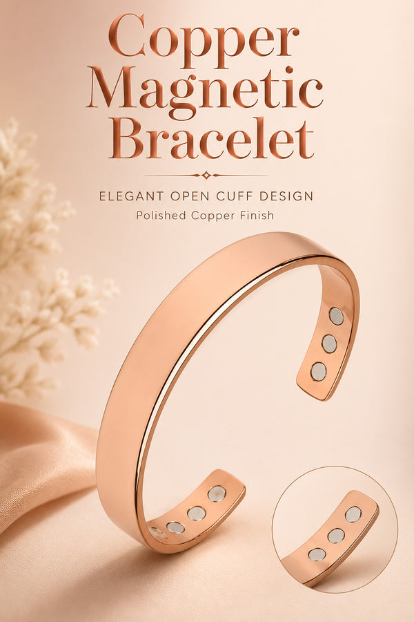 Copper Magnetic Bracelet – Adjustable Open Cuff Copper Bracelet