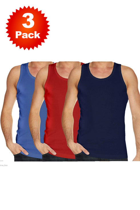 3 Pack Mens Plain Cotton Vest