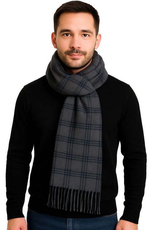 Premium Unisex Check Muffler – Warm Wool Blend Knit Scarf