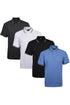 4 Pack Mens Tipping Plain Pique Polo Collar Shirt - Set 2