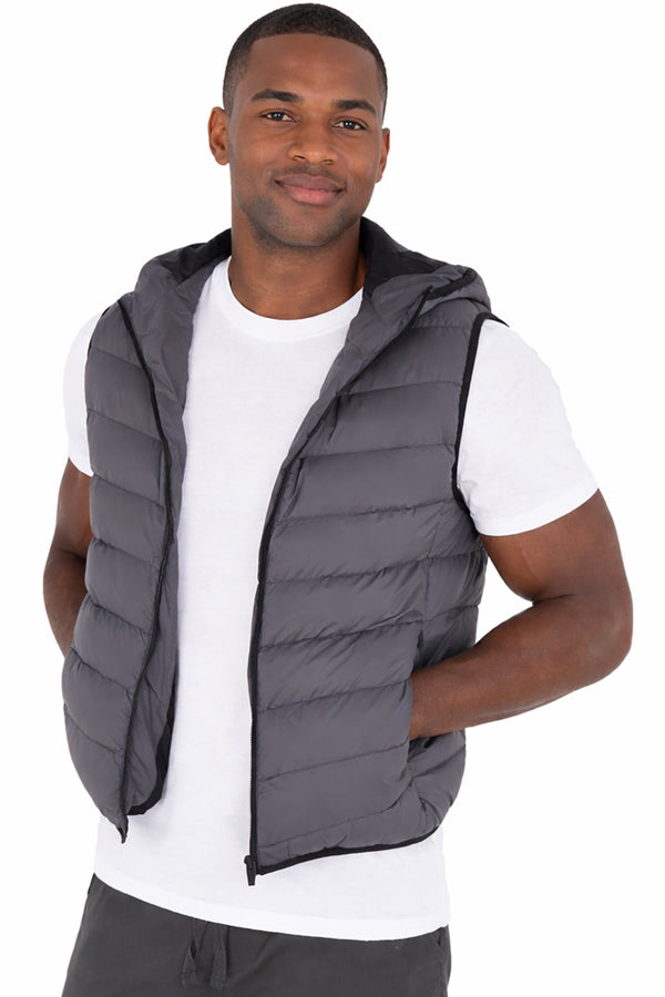Mens Hooded Sleeveless Padded Puffer Jacket