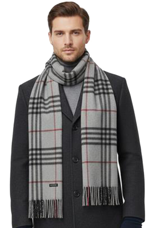 Long Wool Blend Muffler Scarf for Winter – Unisex Check Styles