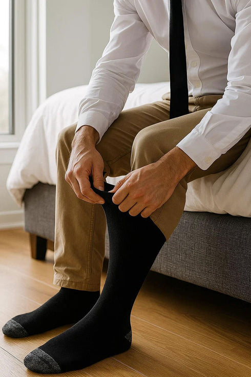 Men’s Black Work Socks with Contrast Heel & Toe – 6 or 12 Pack