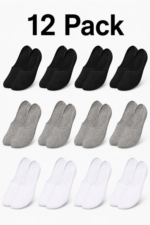 Unisex Low Cut Socks 6 or 12 Pack – Cotton Invisible Trainer Socks for Men & Women