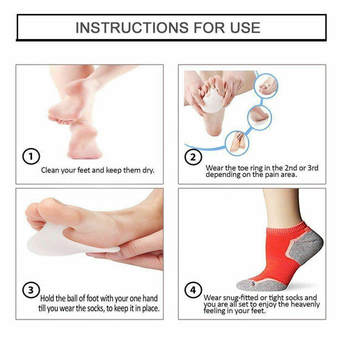 10-Pack Metatarsal Gel Pads – Ball of Foot Cushions - 40p Per Unit