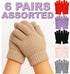 6 Pairs Kids Winter Gloves – Assorted Colours, Warm Knit Stretch Gloves