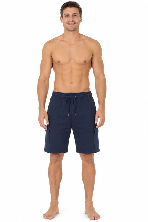 Men’s Navy Fleece Cargo Shorts