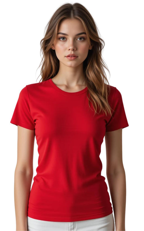 5 Pack Womens Plain Crew Neck T-Shirts