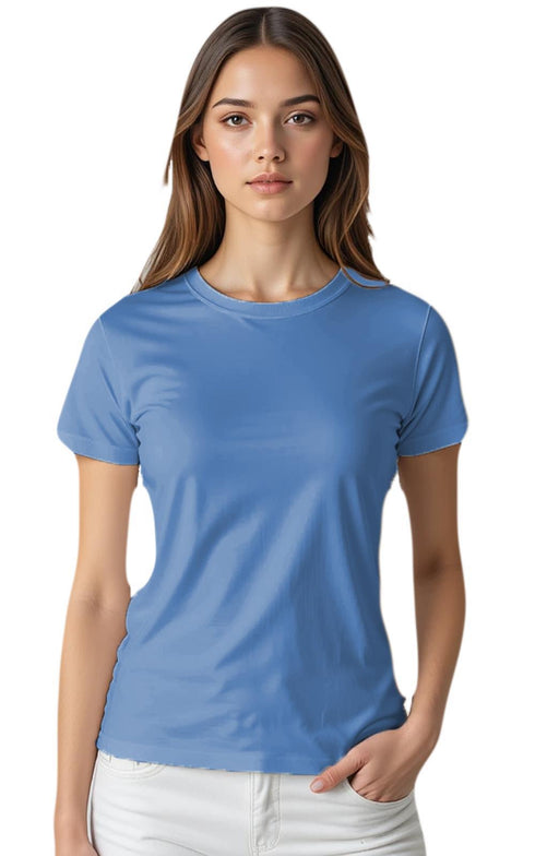5 Pack Womens Plain Crew Neck T-Shirts