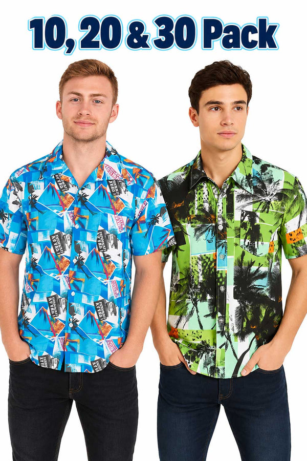 Men’s Short Sleeve Hawaiian Shirt – 10, 20 & 30 Pack - From £2.16 Per Unit
