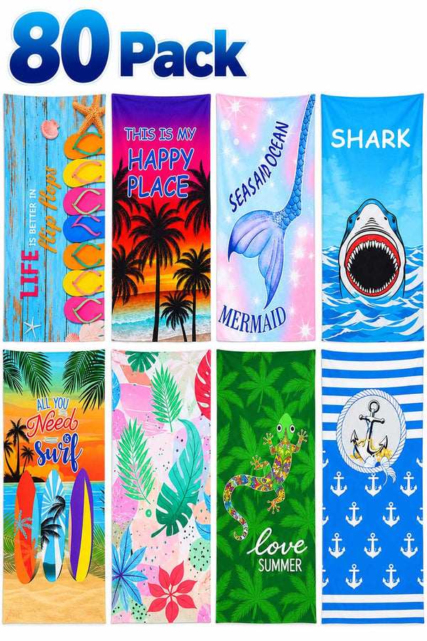80 Pack Quick Dry Microfiber Beach Towel - From £2.49 Per Unit