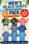 26 Pack Men’s Assorted Short Sleeve Beach Shirts - From £3.46 Per Unit