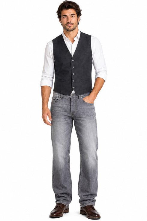 Men’s Straight Fit Washed Denim Jeans