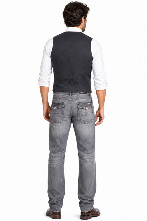 Men’s Straight Fit Washed Denim Jeans