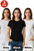 3 Pack Womens Plain Crew Neck T-Shirts