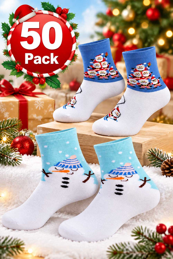 50 Pack Kids Christmas Novelty Socks - From 57p Per Unit