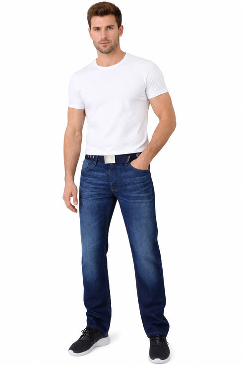 Mens Enrico Bootcut Denim Jeans with Free Belt