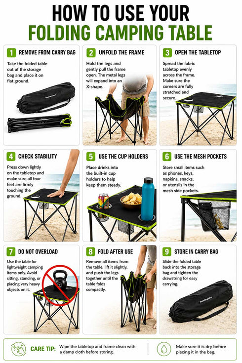Folding Camping Table with Carry Bag – Lightweight Portable Outdoor Table