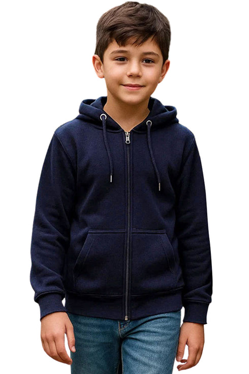 Kids Unisex Plain Zip up Hoodie - Same Cord