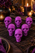 Purple Glitter Skull Decorations Multi Pack – Halloween Party Table and Shelf Decor