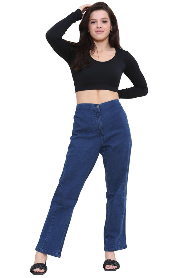 Women’s High-Waisted Blue Straight-Leg Jeans