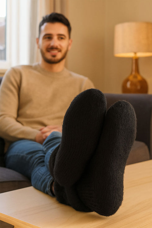 Men's Soft Warm Thick Black Thermal Socks - 1/3 Pack