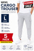 5 Pack Men’s Grey Cargo Jogger Trousers Large - From £5.49 Per Unit