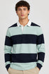 Men’s Long Sleeve Striped Rugby Shirt – 100% Cotton Polo Top.