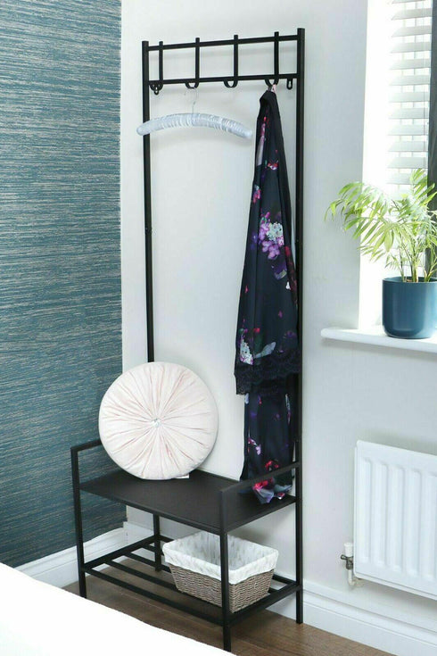 2-Tier Metal Coat Rack & Shoe Organizer