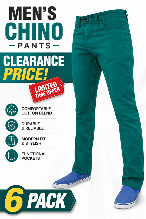 Men’s Chino Pants 6 Pack Clearance - From £3.33 Per Unit