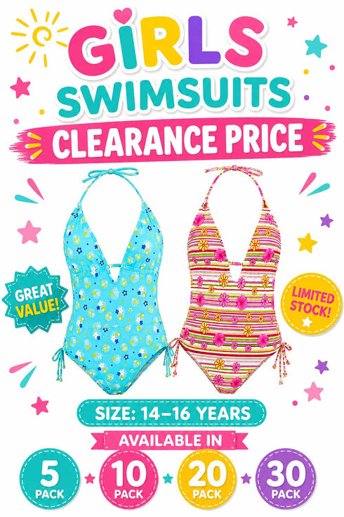 Girls One Piece Swimsuits Clearance Bulk Packs - From £1.66 Per Unit