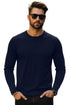 Mens 3 Pack Long Sleeve T-Shirts – Cotton Blend Crew Neck Tops – Black, Navy & Grey (S–XL)