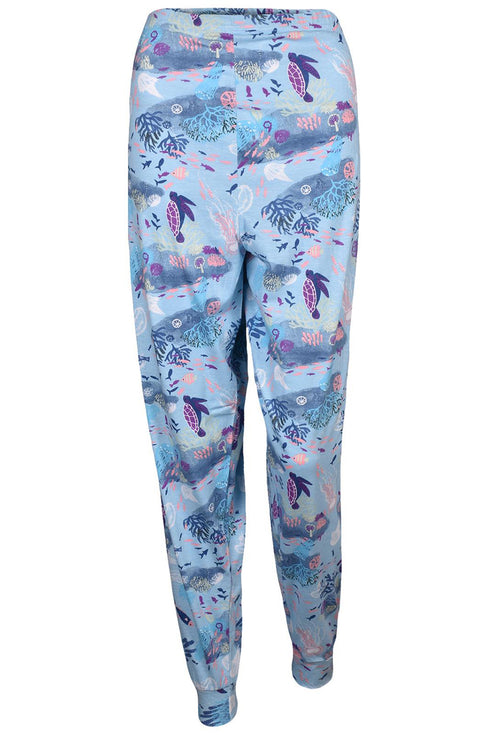 Women’s Summer Pajama Set – Sleeveless Tank Top with Sea Turtle Print & Ocean-Themed Trouser