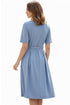 Womens Plain Short Sleeves Dress with Belt