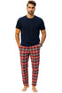 Men's Plaid Pajama Set – Short Sleeve T-Shirt & Lounge Pants
