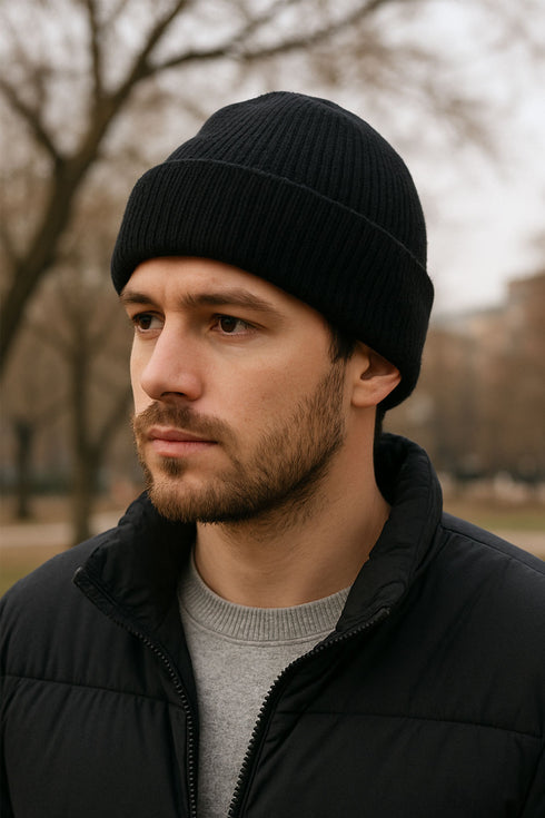 Men’s Fleece Lined Winter Beanie Hat - Warm Knit Cap