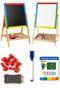Kids Double-Sided Wooden Easel – Chalkboard & Whiteboard with Accessories