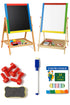 Kids Double-Sided Wooden Easel – Chalkboard & Whiteboard with Accessories