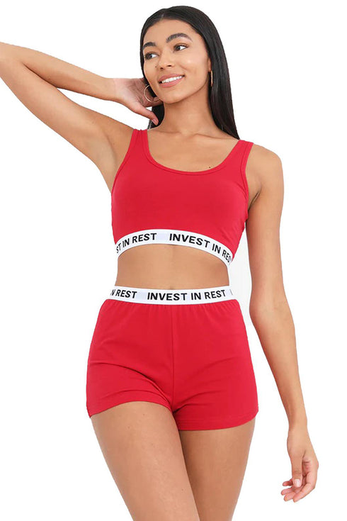 Women’s 2 Piece Stretch Gym Set - Crop Top & Shorts