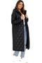 Women’s Long Black Quilted Hooded Jacket