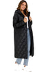 Women’s Long Black Quilted Hooded Jacket