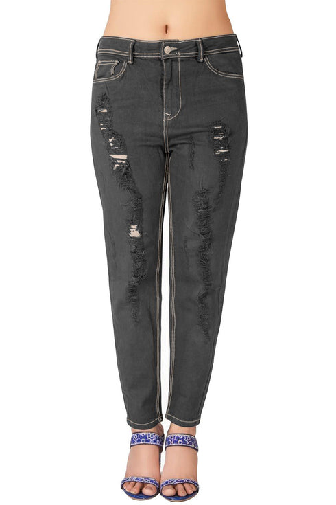 Ladies Ripped Stretch Jeans