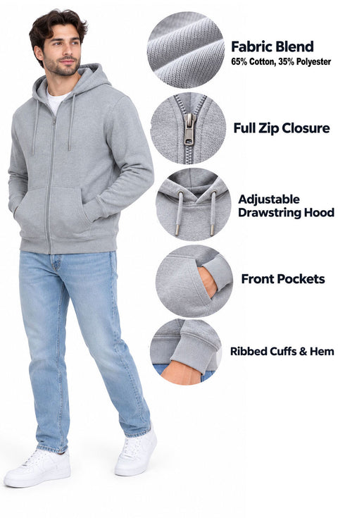 Men's Cotton Blend Zipper Hoodie