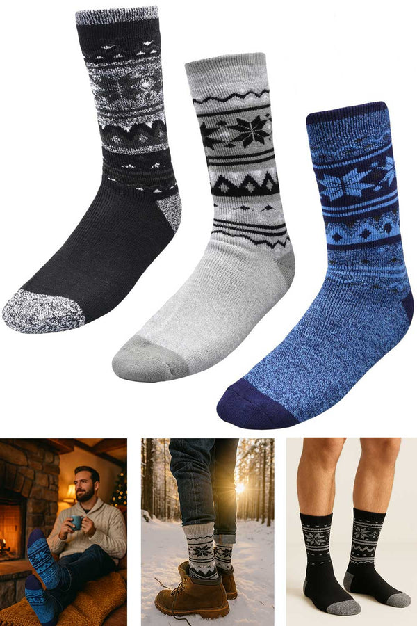 Men Calf Length Lite Fairisle Socks - 406B